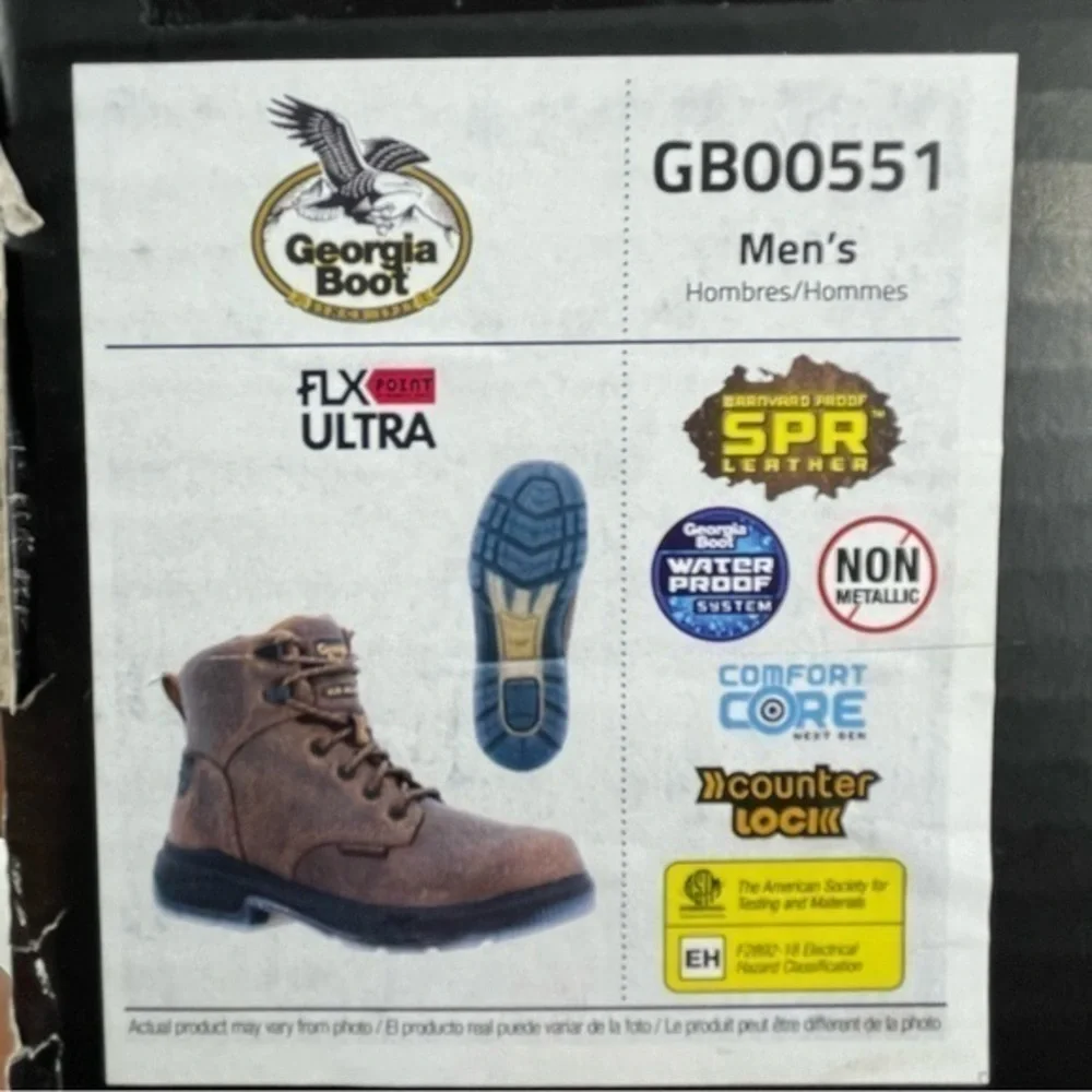 Georgia Men’s FLXpoint Ultra Waterproof Work Boot‎ Brown Size 10.5 Wide NWT